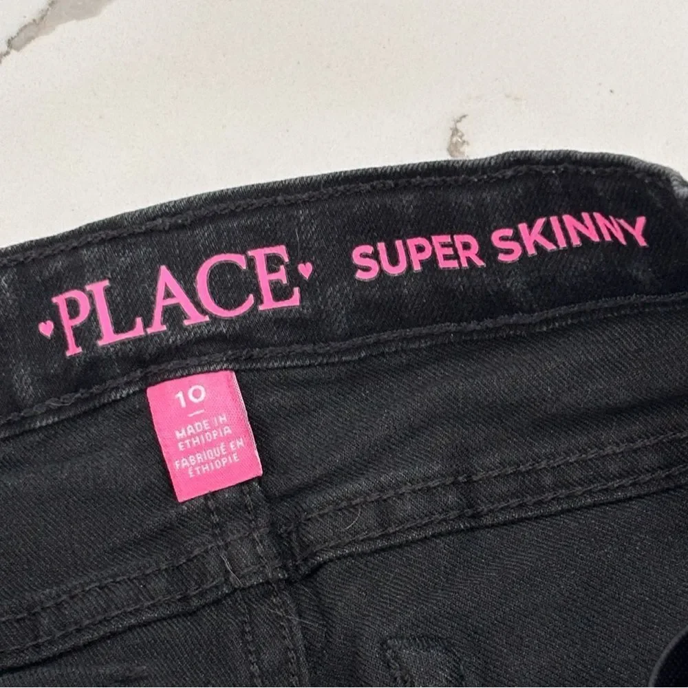 The Children’s Place Big Girls Black Dark Wash Super Skinny Denim Ankle Jeans 10